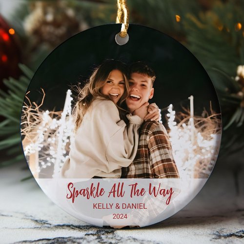 Spark All The Way Couples Photo Ornament