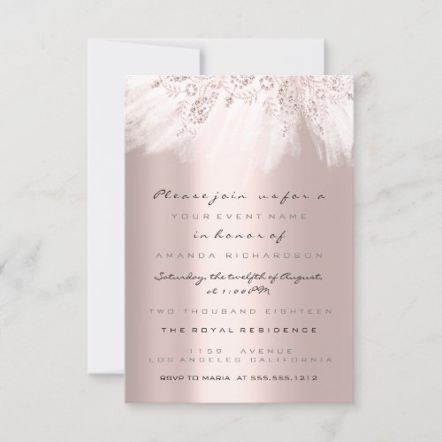 Spark Dress Rose Gold  Bridal Shower Wedding Gray Invitation