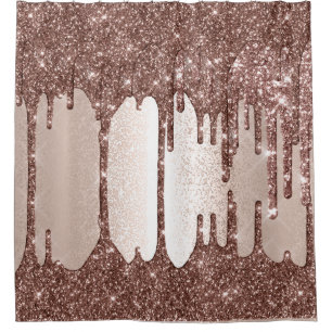 Spark Drip Glitter Effect Blush Rose Chocolates Shower Curtain