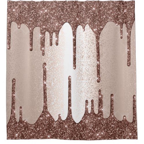 Spark Drip Glitter Effect Blush Rose Coffee Shower Curtain