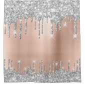 Spark Drips Glitter Effect Rose Silver Gray Shower Curtain (Front)