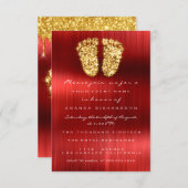 Spark Drips Gold Royal Red Baby Shower Feet Boy Invitation (Front/Back)