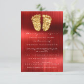 Spark Drips Gold Royal Red Baby Shower Feet Boy Invitation (Standing Front)