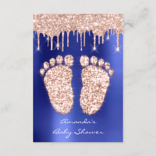 Spark Drips Rose Royal Blue Baby Shower Feet Invitation