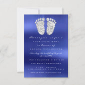 Spark Drips Silver Royal Blue Baby Shower Feet Invitation (Front)
