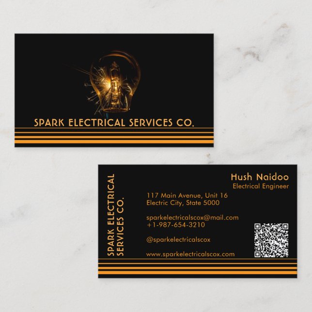 Spark Electrical, Bulb Business Card (Front/Back)