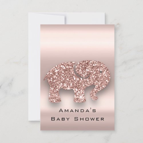 Spark Glitter Baby Shower Elephant Rose Blush Invitation