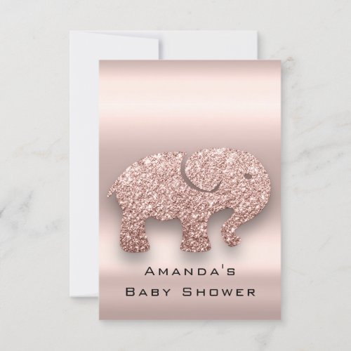 Spark Glitter Baby Shower Elephant Rose Gold Invitation