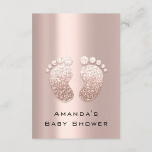 Spark Glitter Baby Shower Feet Rose Blush Girl Boy Invitation