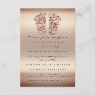 Spark Glitter Baby Shower Feet Rose Gold Skin Invitation