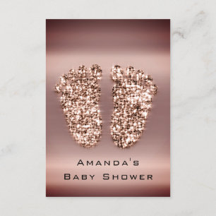 Spark Glitter Baby Shower Feet Rose Gold Skinny Invitation