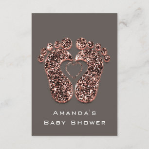 Spark Glitter Baby Shower Feet Rose Gray Blush VIP Invitation