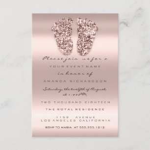 Spark Glitter Baby Shower Feet Rose Pink Blush VIP Invitation