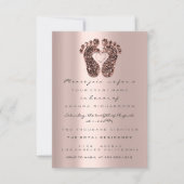 Spark Glitter Baby Shower Feet Rose Skin Blush VIP Invitation (Front)
