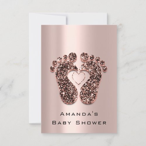 Spark Glitter Baby Shower Feet Rose Skin Blush VIP Invitation