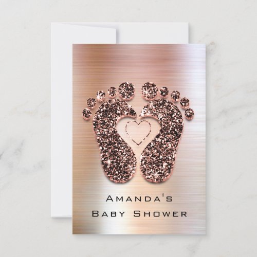 Spark Glitter Baby Shower Feet Rose Skinny VIP Invitation