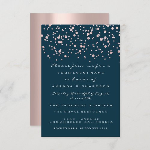 Spark Glitter Confett Rose Gold  Bridal Sweet 16th Invitation