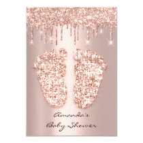 Spark Glitter Drips Rose Gold Baby Shower Feet Invitation Spark Glitter Drips Rose Gold Baby Shower Feet Invitation