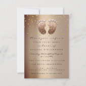 Spark Glitter Drips Rose Gold Baby Shower Foot Invitation (Front)