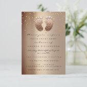 Spark Glitter Drips Rose Gold Baby Shower Foot Invitation (Standing Front)