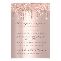 Spark Glitter Drips Rose Gold  Bridal Sweet 16th Invitation