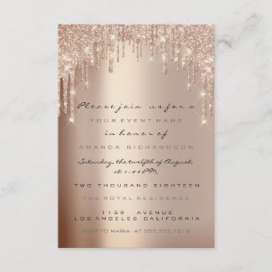 Spark Glitter Drips Rose Lux Bridal Sweet 16th Invitation