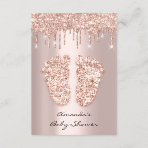Spark Glitter Drips Rose VIP Baby Shower Feet Invitation
