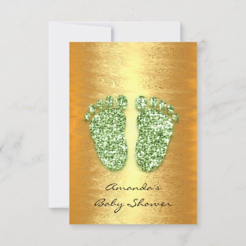 Spark Glitter  GOld Mint VIP Baby Shower Feet Invitation