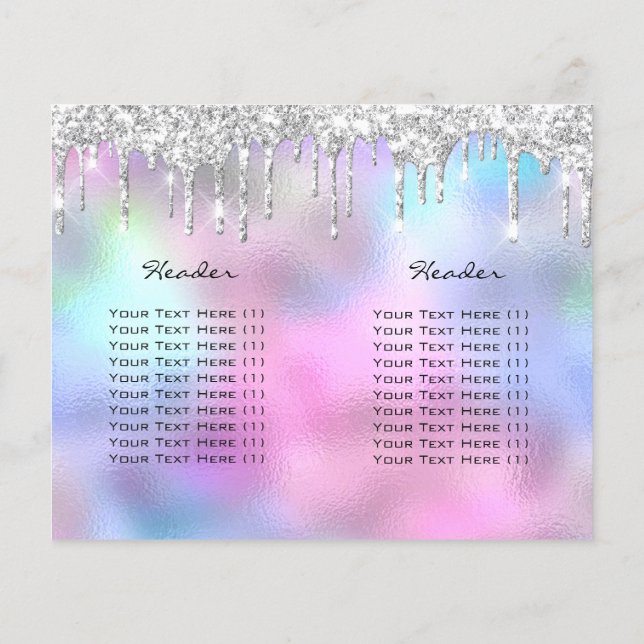 Spark Glitter Makeup Eye Lash Prices Leaflet Pink Flyer (Back)