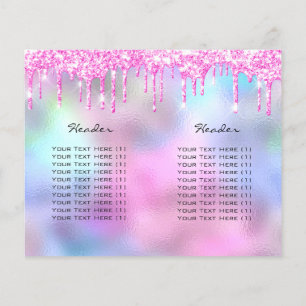 Spark Glitter Makeup Eye Lash Prices Leaflet Pink Flyer