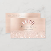 Spark Glitter Rose Gold Nails Artist Blush Appointment Card (Front/Back)