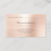 Spark Glitter Rose Gold Nails Artist Blush Appointment Card (Back)