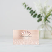 Spark Glitter Rose Gold Nails Artist Blush Appointment Card (Standing Front)