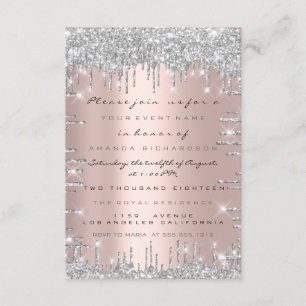 Spark Glitter Rose Silver Lux Bridal Sweet 16th Invitation