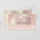 Spark Glitter Rose Spark Nails Artist Drips Appointment Card (Front/Back)
