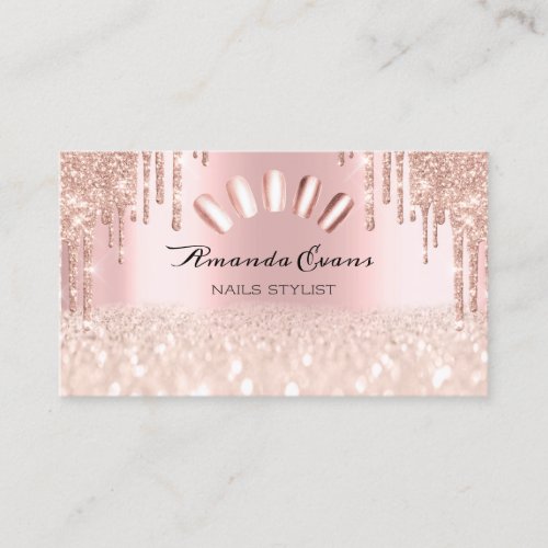 Spark Glitter Rose Spark Nails Artist Drips Pink Appointment Card