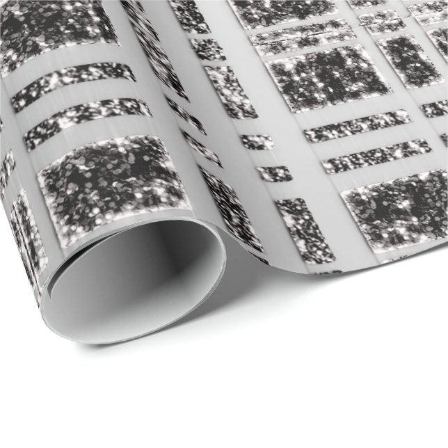Spark Gray Black Grey Grill Geometry Coal Wrapping Paper (Roll Corner)