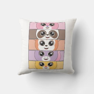 Spark Joy with Colorful Animal Characters for Kids Throw Pillow