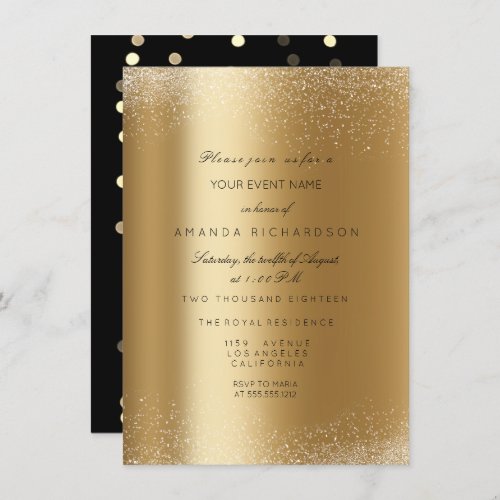 Spark Metallic Gold Glitter Sepia Formal Lisghts Invitation