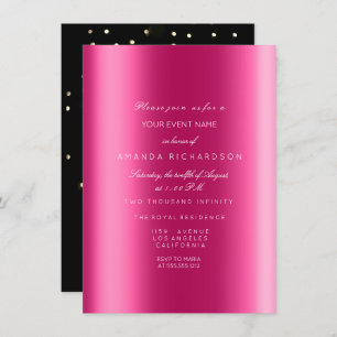 Spark Metallic Sepia Black Confetti Fuchsia Bridal Invitation