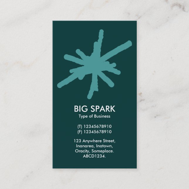 Spark - Ocean Green on Dk Teal Business Card (Front)