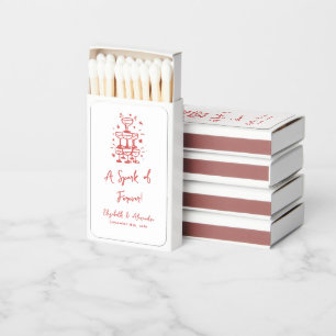 Spark of Forever Red Whimsical Wedding Matchboxes