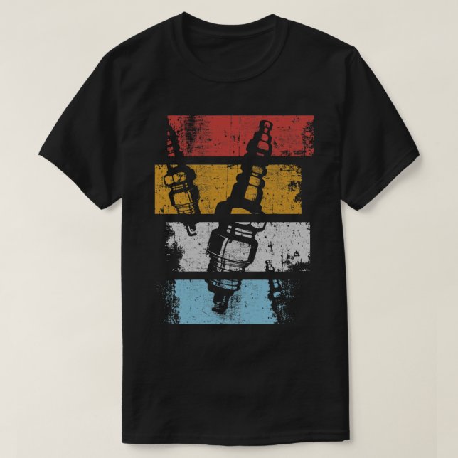 Spark Plug Retro Colors T-Shirt (Design Front)