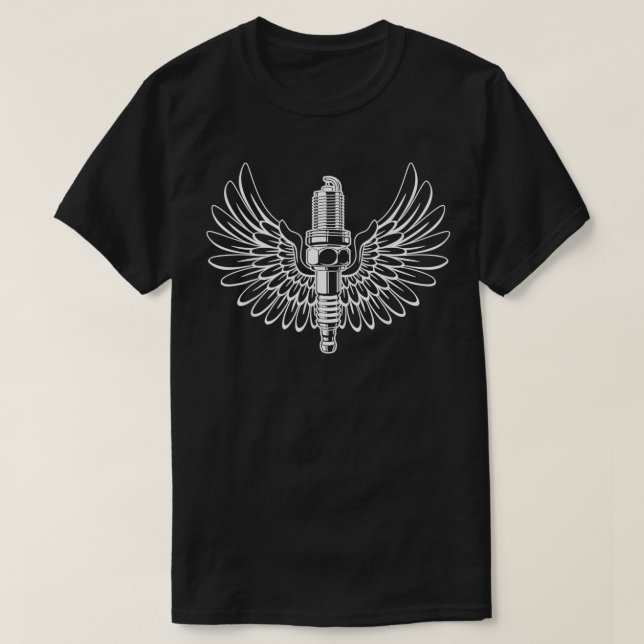 Spark Plug with Wings Design  T-Shirt (Design Front)