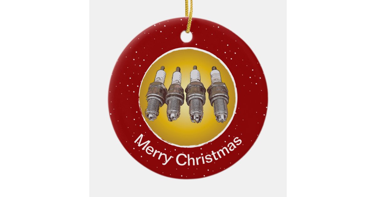 Spark plugs of the engine ceramic ornament Zazzle