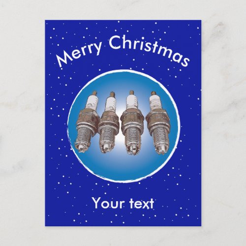 Spark plugs of the engine holiday postcard