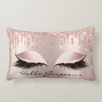 Spark Rose Gold Drips Makeup Lashes Hello Gorgeous Lumbar Pillow Spark Rose Gold Drips Makeup Lashes Hello Gorgeous Lumbar Pillow