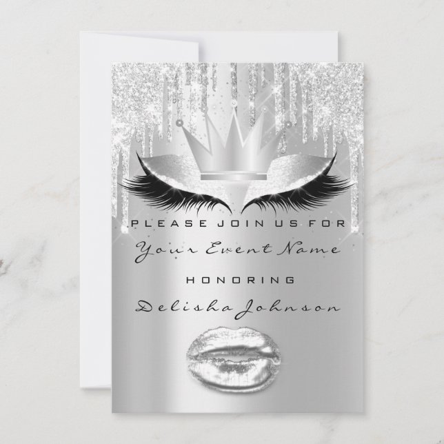 Spark Sweet 16th Drip Bridal Makeup  Crown Gray Invitation (Front)