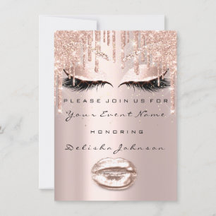 Spark Sweet 16th Drips Glitter Bridal Makeup Lips Invitation