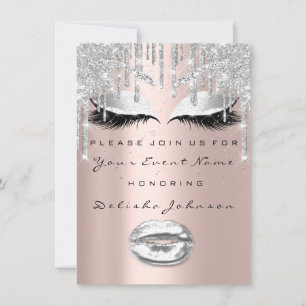 Spark Sweet 16th Drips Glitter Bridal Makeup Lips Invitation